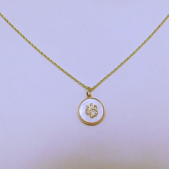 Pave Crystal Pet Paw Charm Necklace, Pet Lover's, Gift For Her, Minimalist - Picture 2 of 4